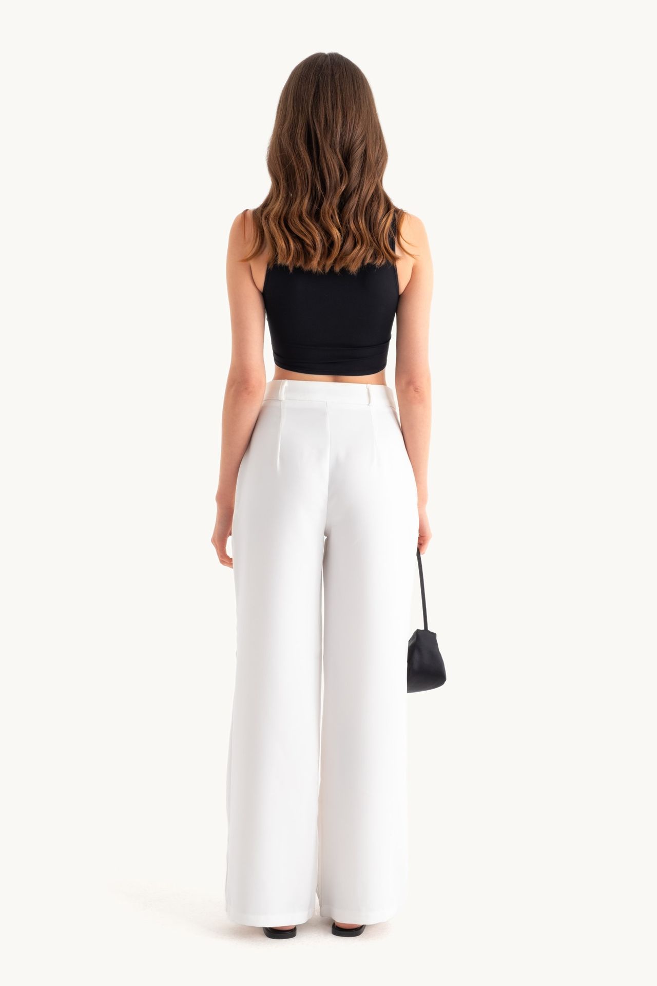 High Waist Wide Leg Trousers with a Belt Detail