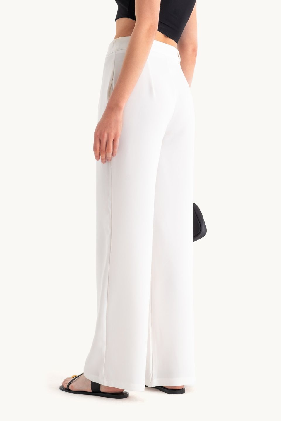 High Waist Wide Leg Trousers with a Belt Detail