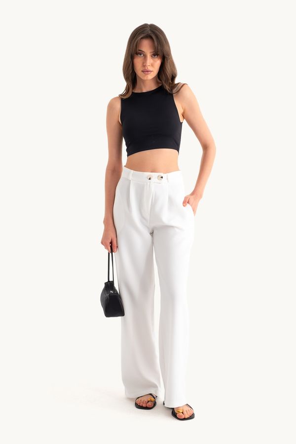 High Waist Wide Leg Trousers with a Belt Detail 3