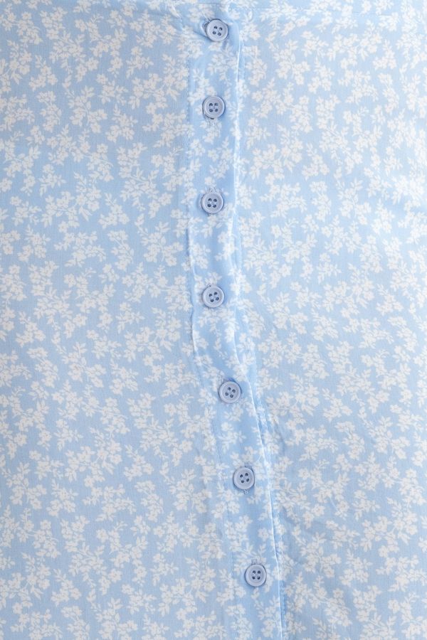 High-Waist Floral Button Midi A-Line Skirt 5