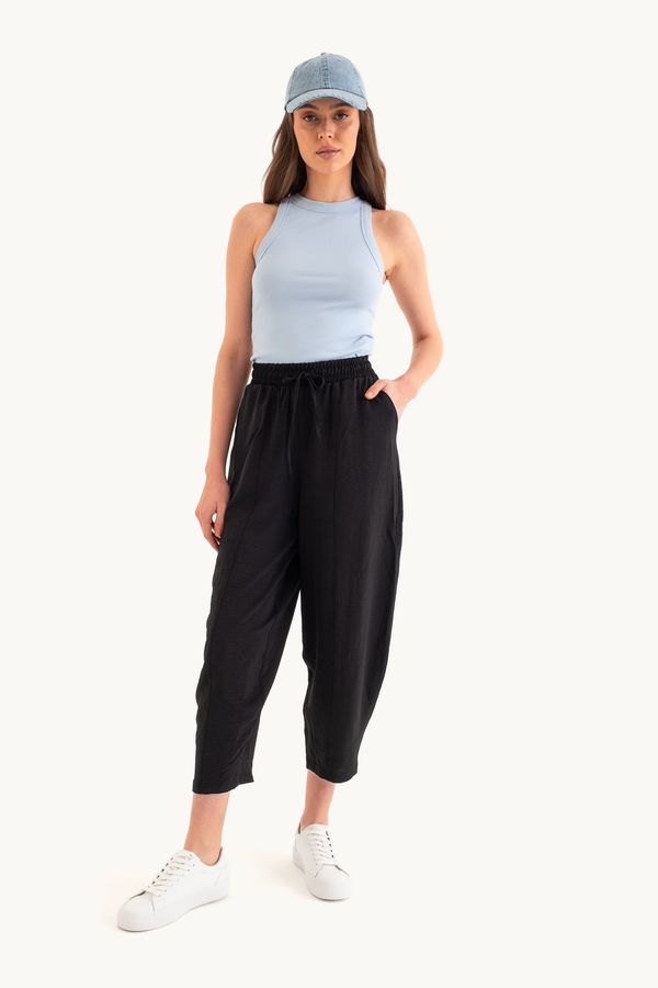 High Waist Drawstring Baggy Trousers 1