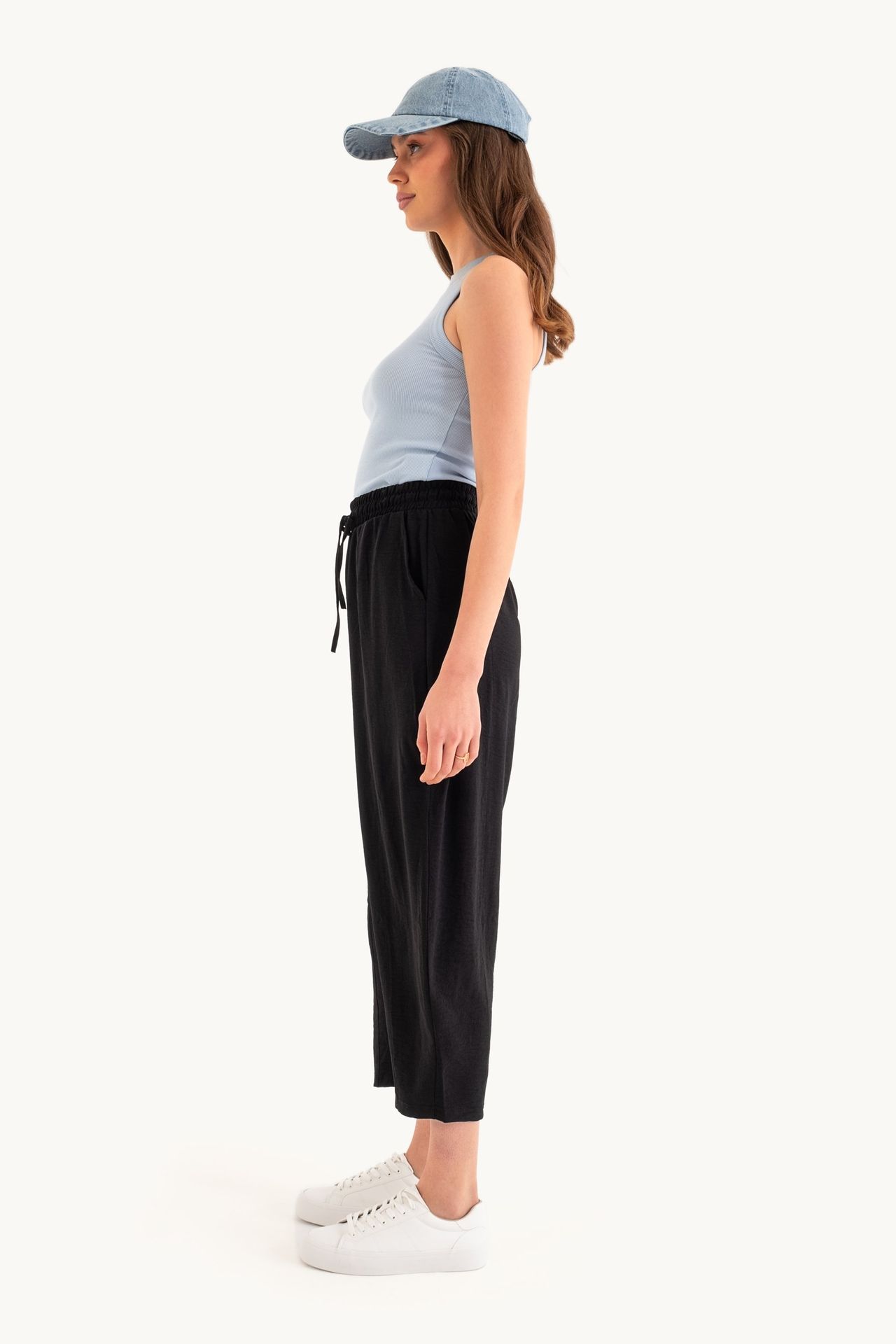 High Waist Drawstring Baggy Trousers