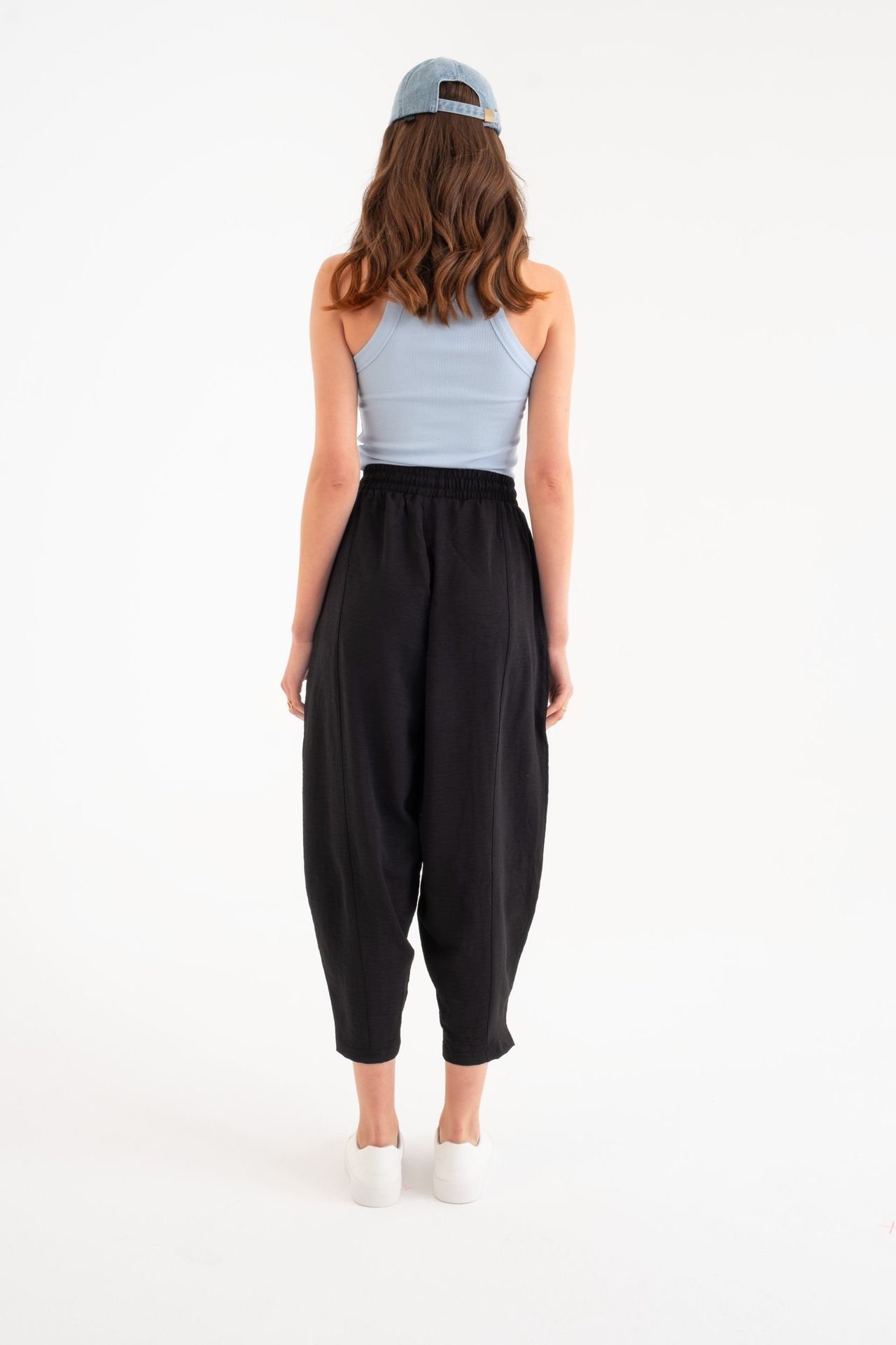 High Waist Drawstring Baggy Trousers