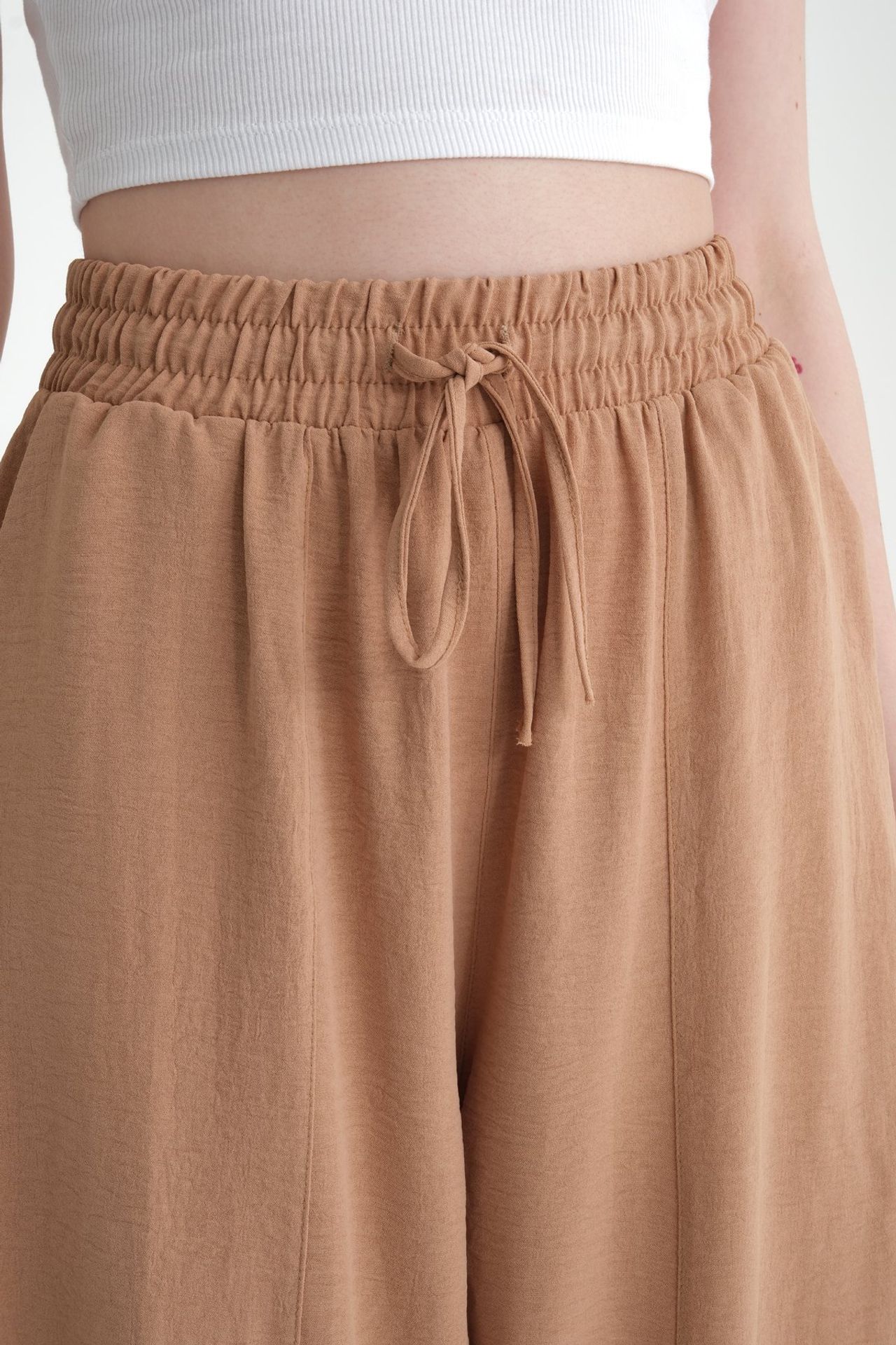 High Waist Drawstring Baggy Trousers