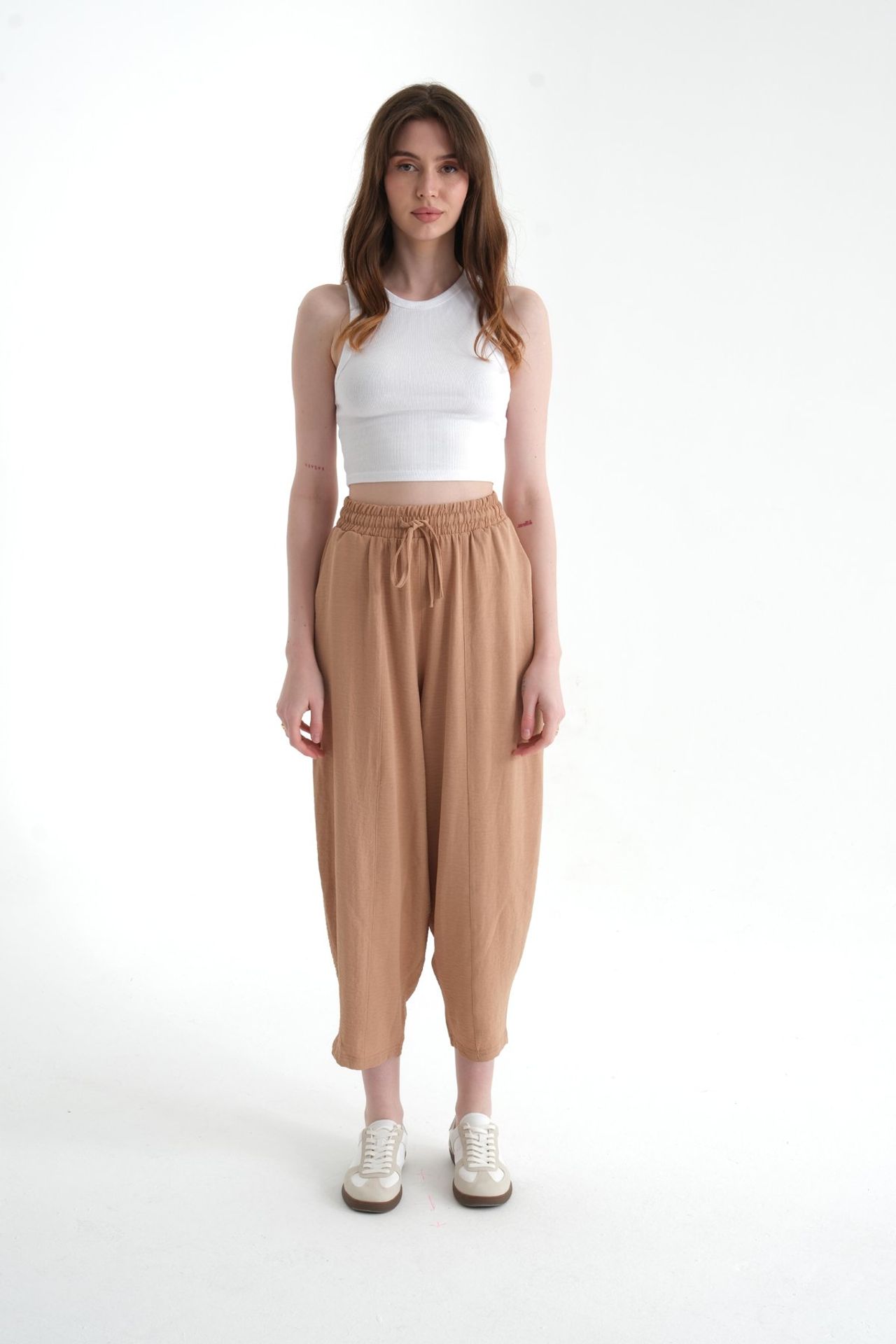 High Waist Drawstring Baggy Trousers