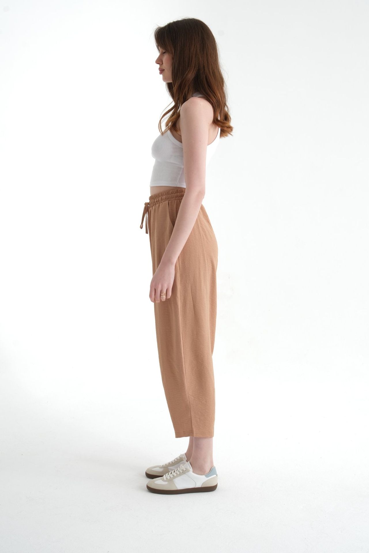 High Waist Drawstring Baggy Trousers