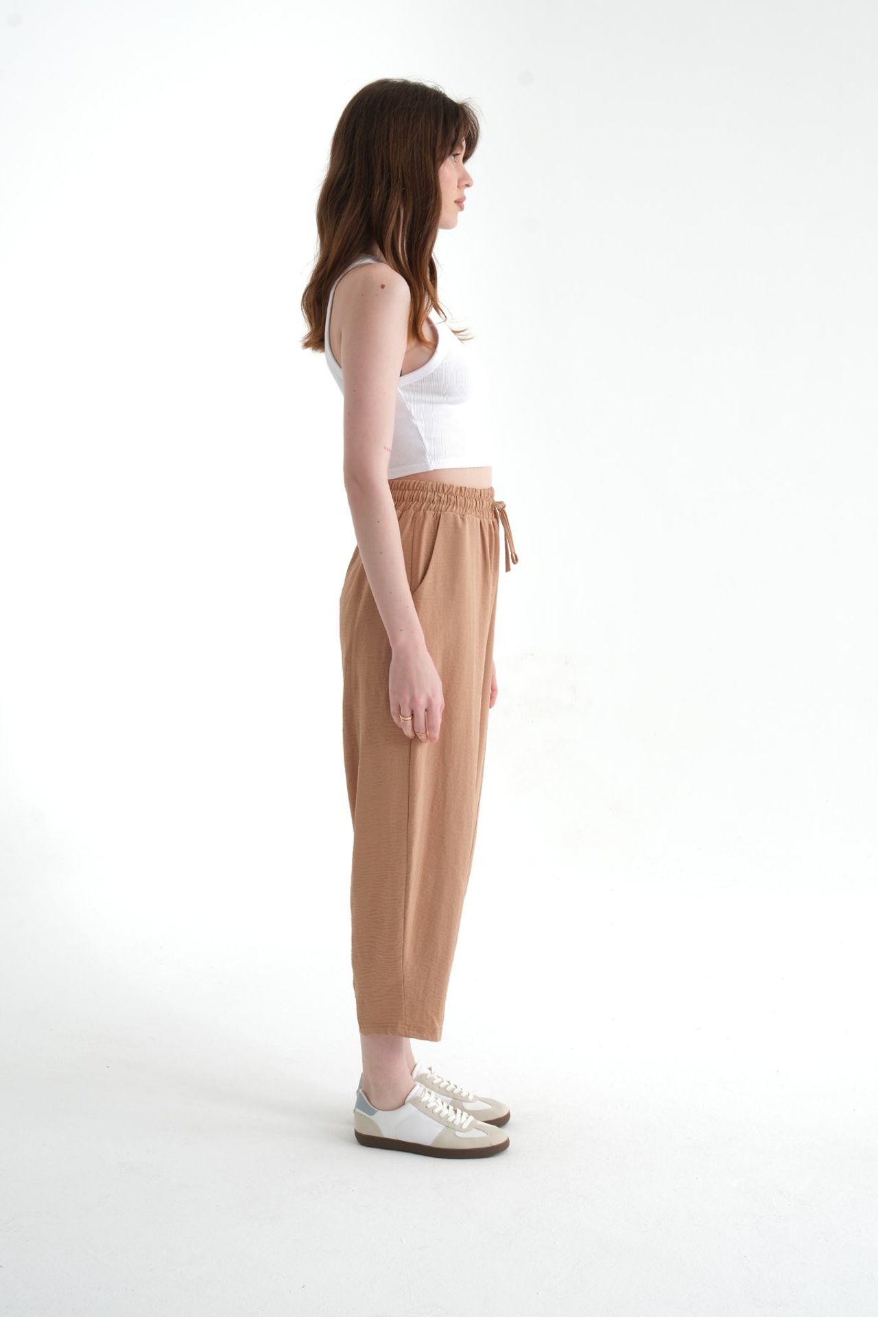 High Waist Drawstring Baggy Trousers