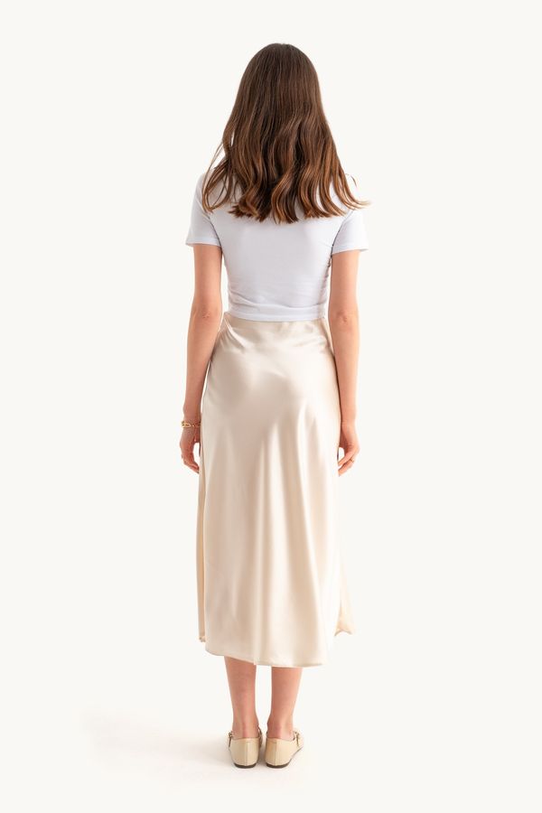 Satin High Waist Midi Skirt 5