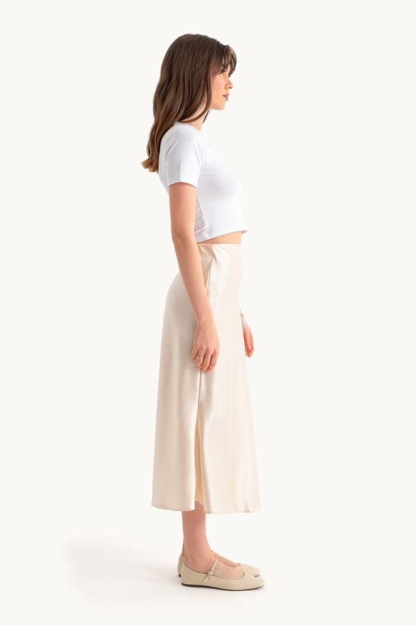 Satin High Waist Midi Skirt 4