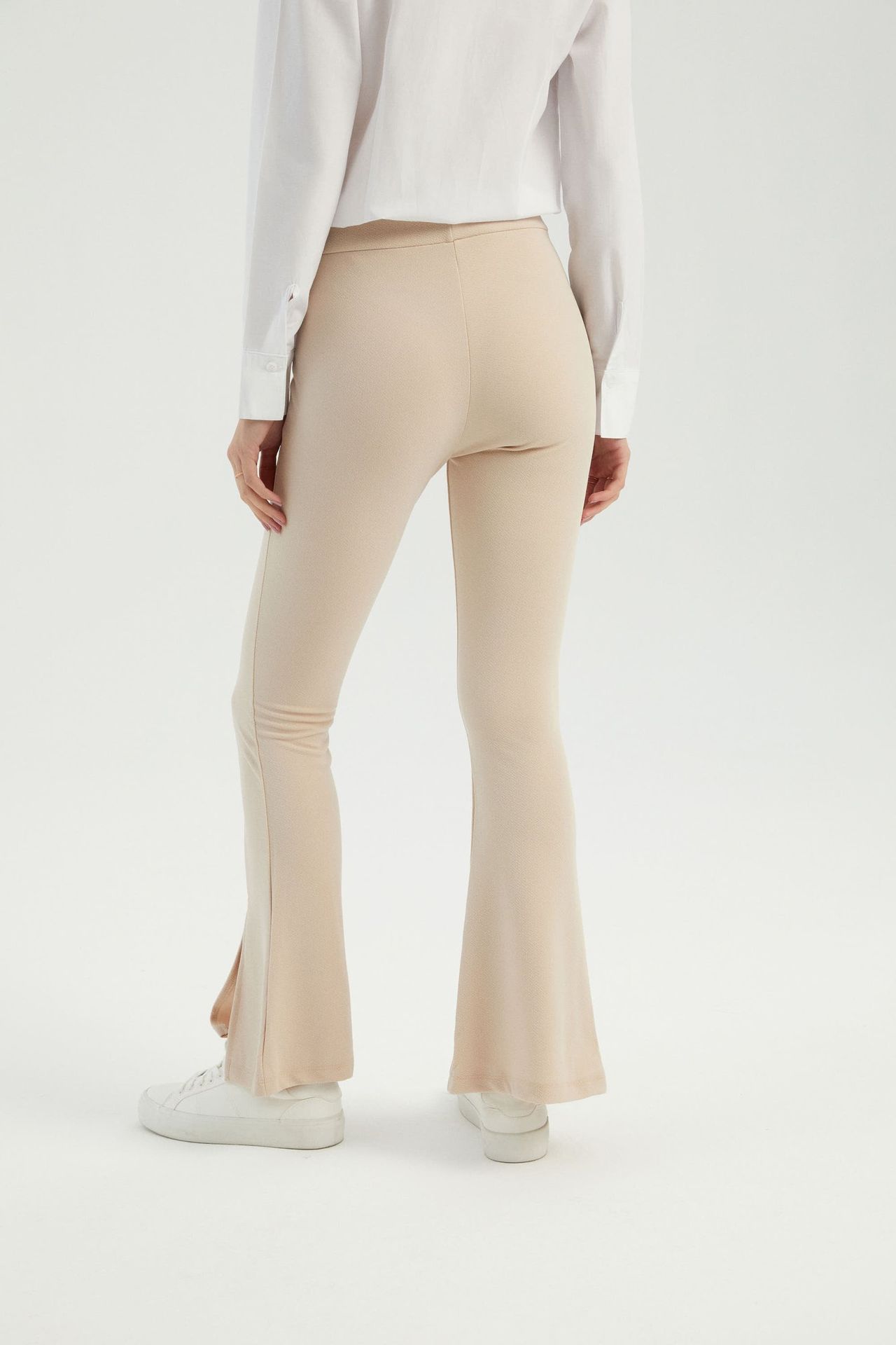 High Waist Flare Trousers with a Side slits