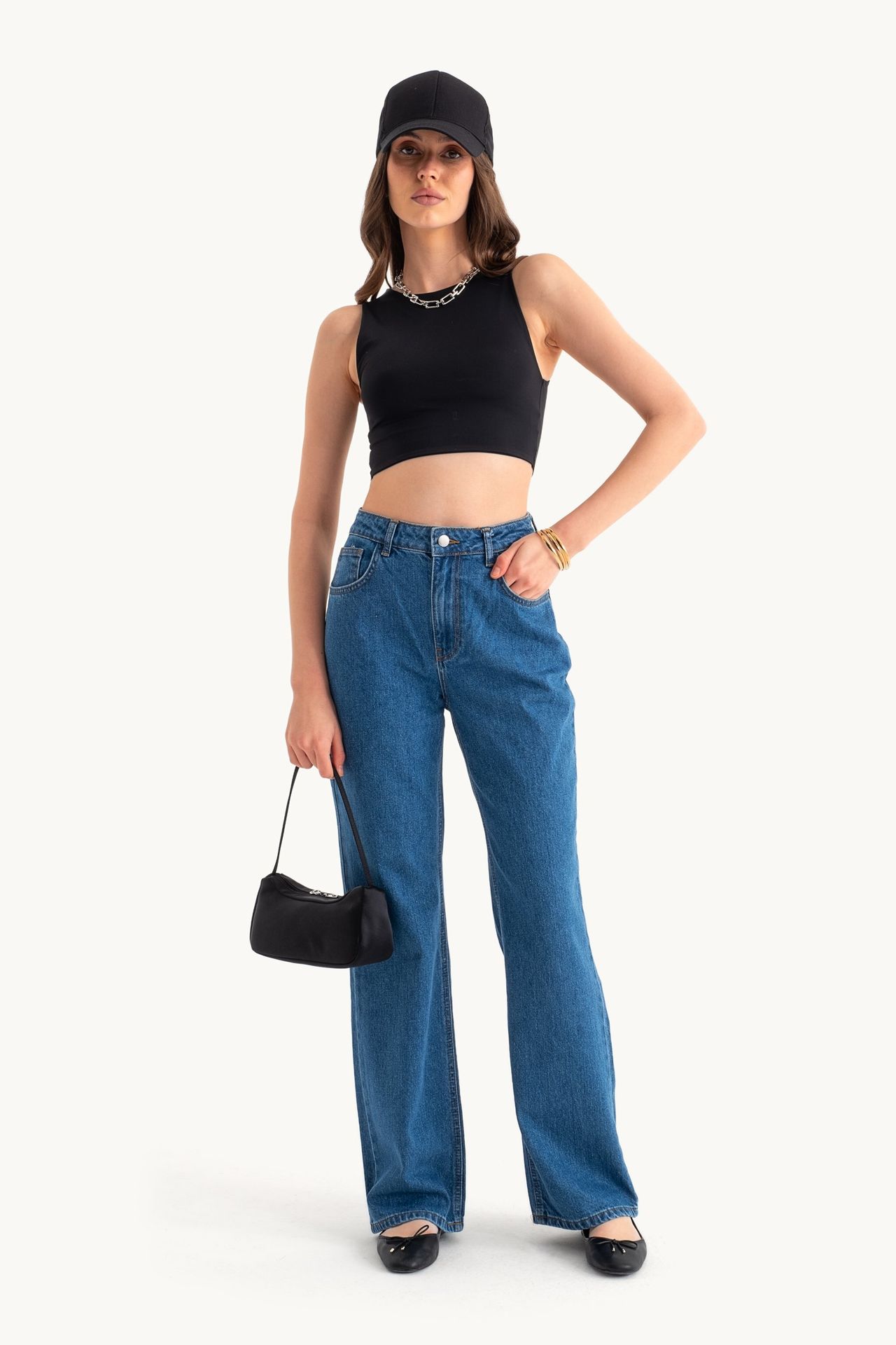 High Waist Straight Leg Jeans