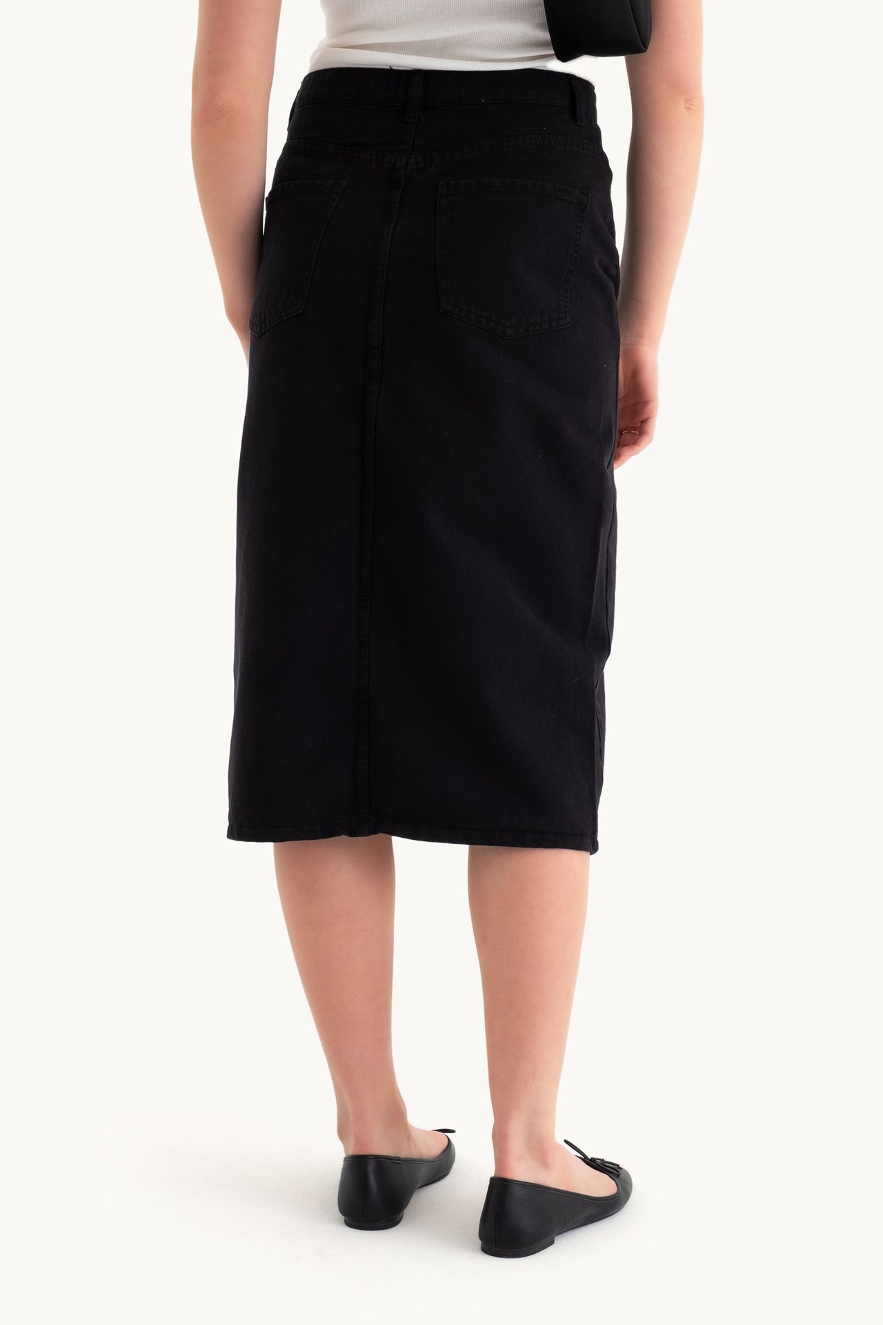 High Waist Front Slit Midi Skirt