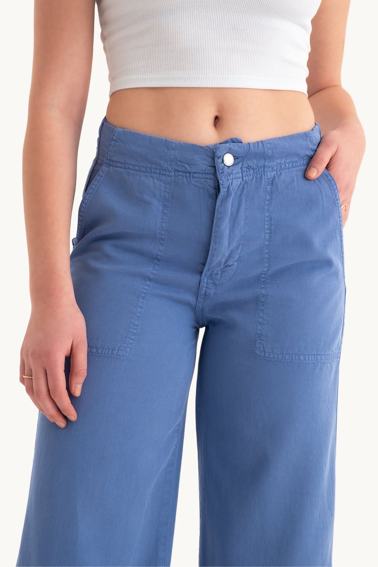 High Waist Wide-Leg Cotton Pants