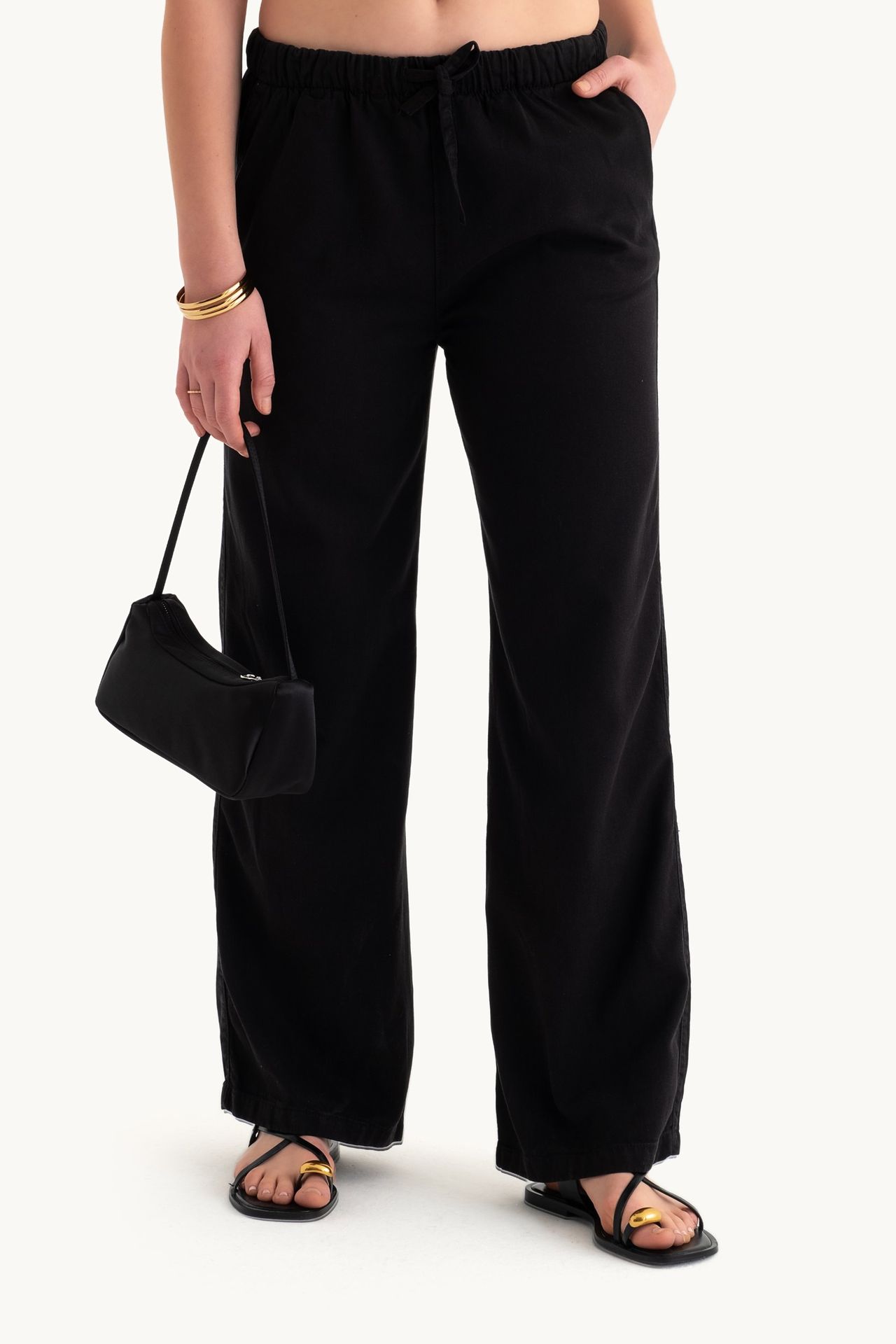 High Waist Drawstring Straight Leg Trousers
