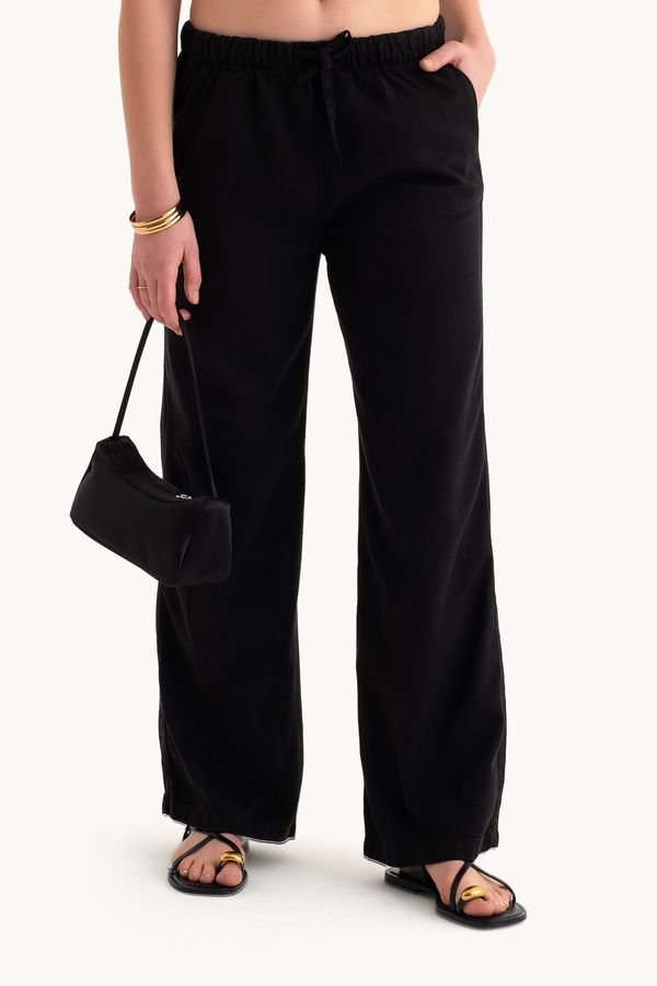 High Waist Drawstring Straight Leg Trousers 1