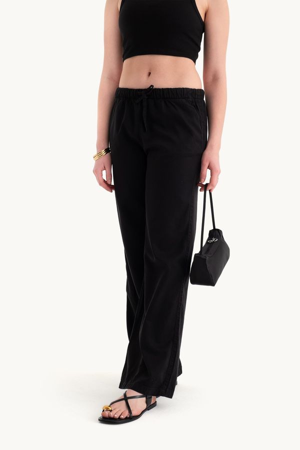 High Waist Drawstring Straight Leg Trousers 3