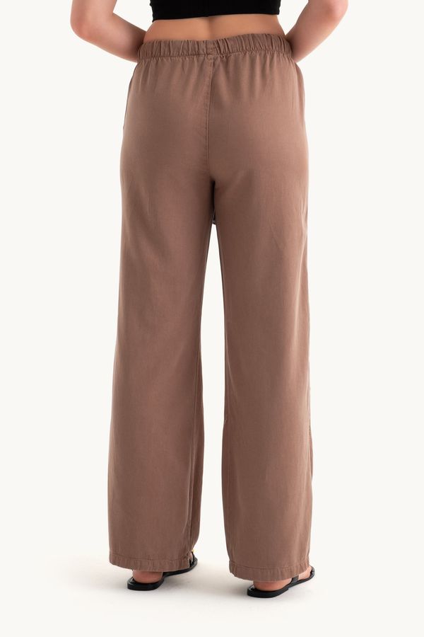 High Waist Drawstring Straight Leg Trousers 4