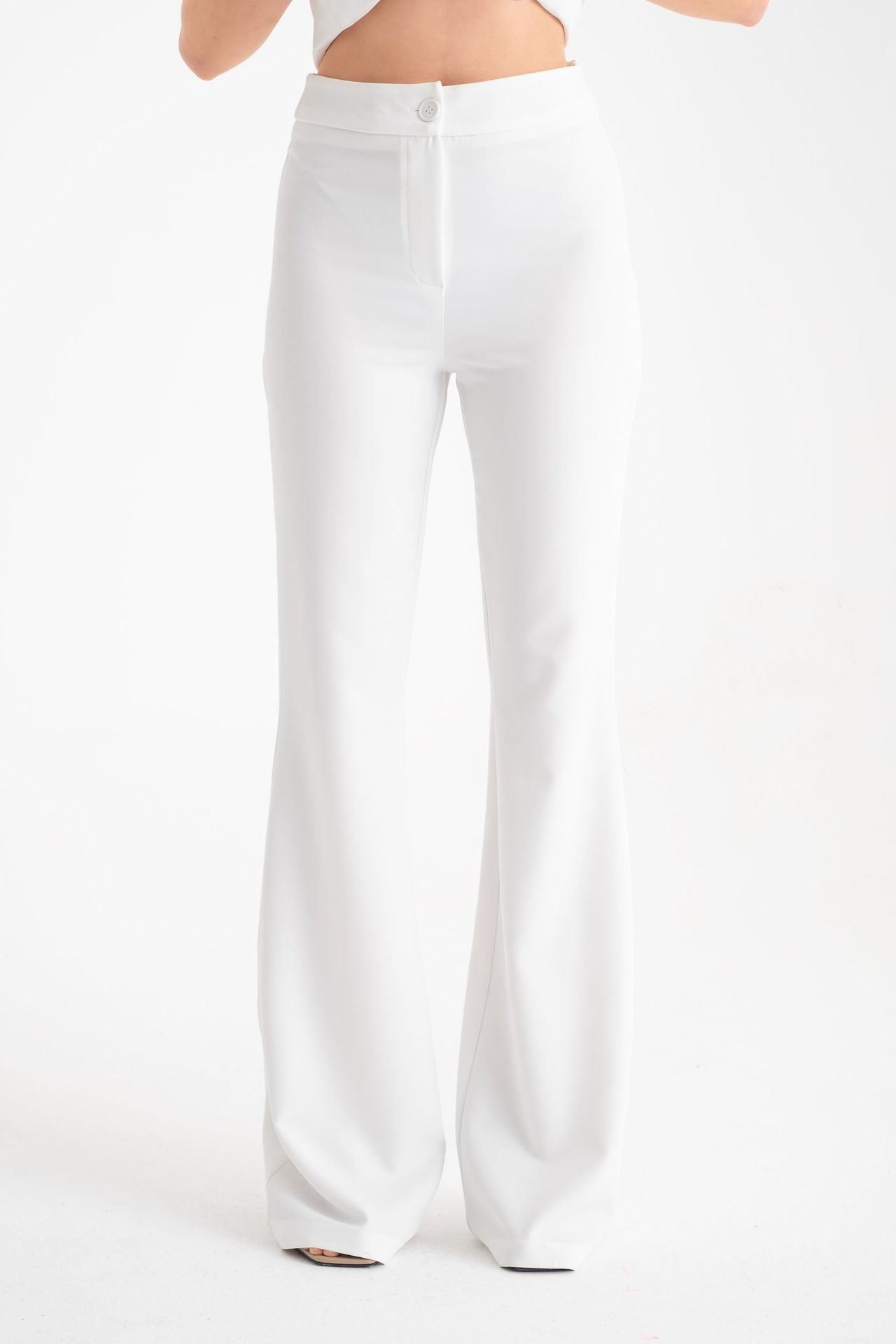 Woven High Waist Flare Trousers