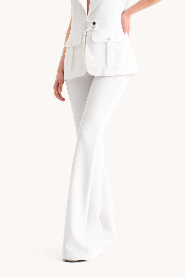 Woven High Waist Flare Trousers 3