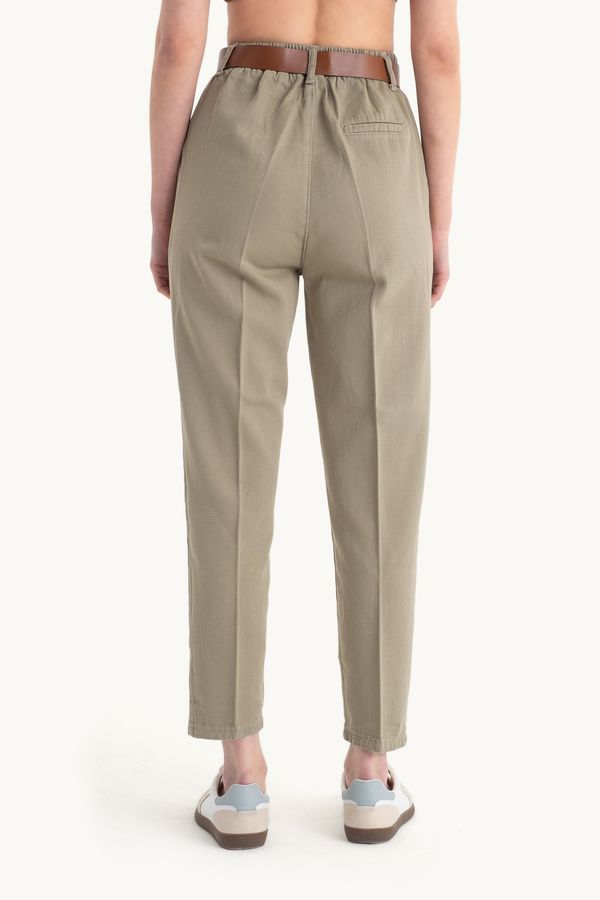 Mid Rise Pleated Carrot fit Trousers with a Belt 4