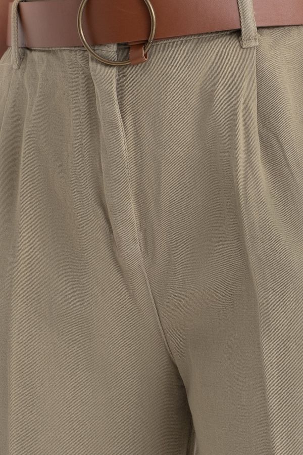 Mid Rise Pleated Carrot fit Trousers with a Belt 5
