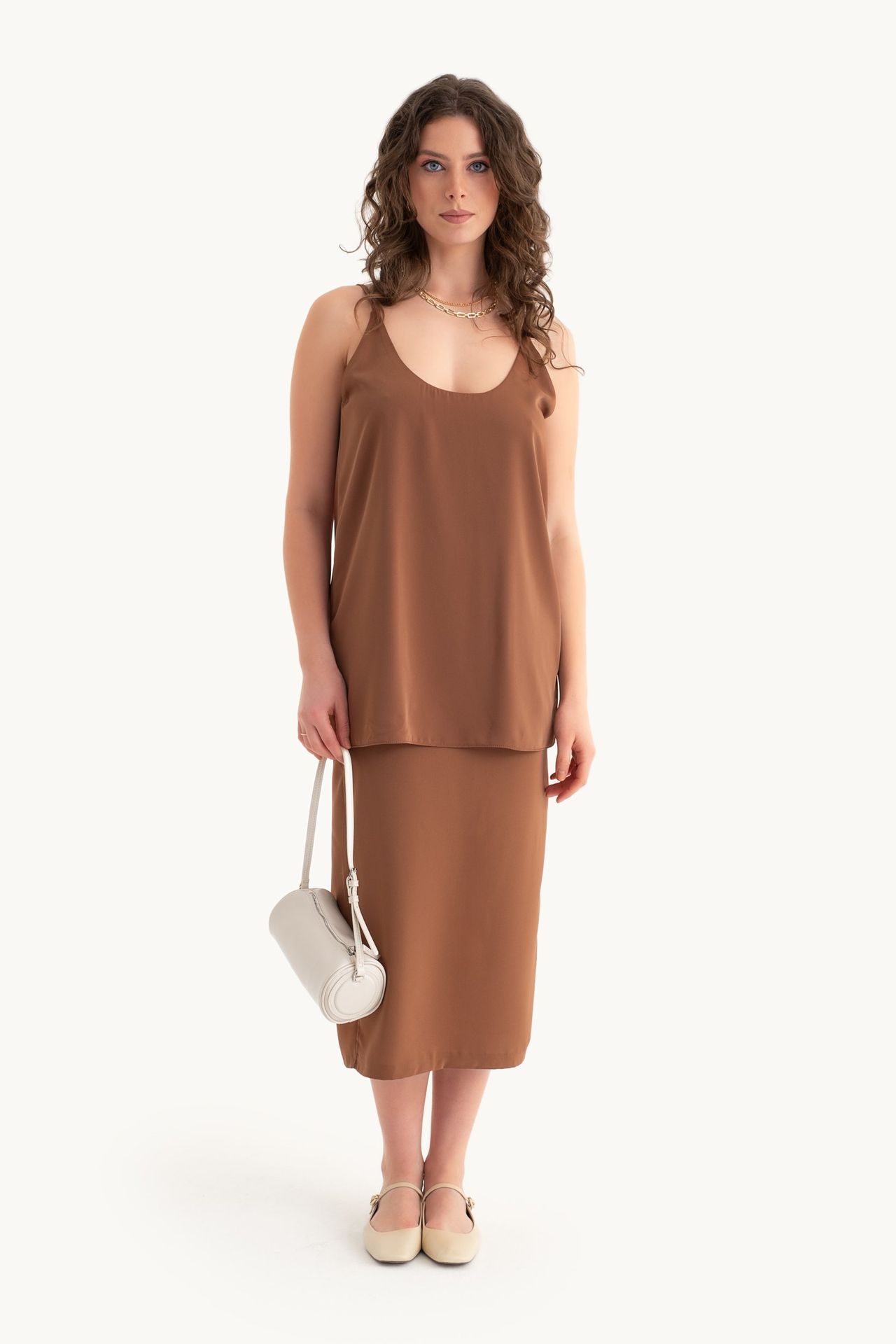 Mid Rise Midi Skirt