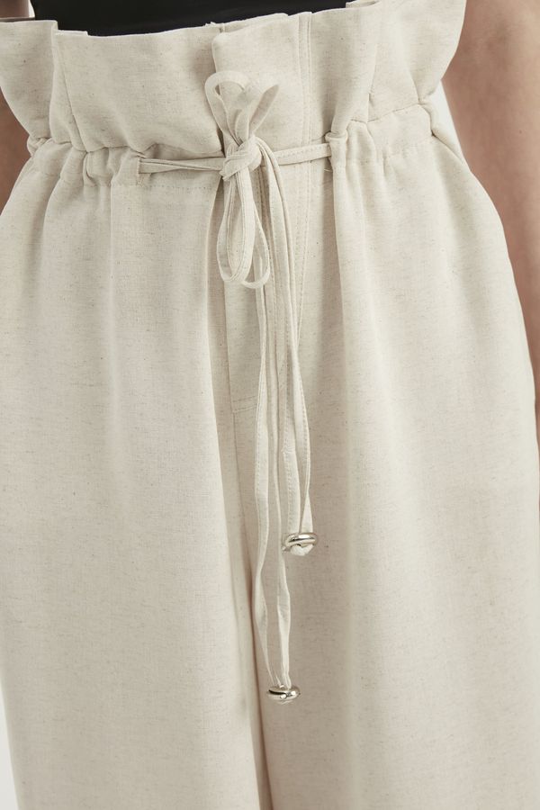 Linen High Waist Drawstring Trousers 5