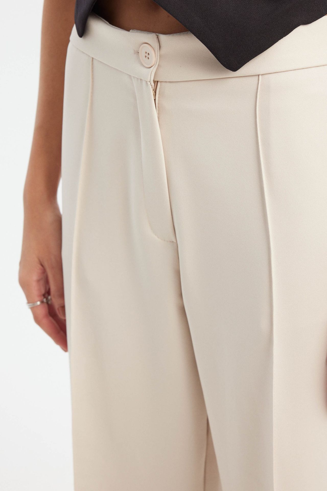 High Waist Pleated Wide Leg Trousers