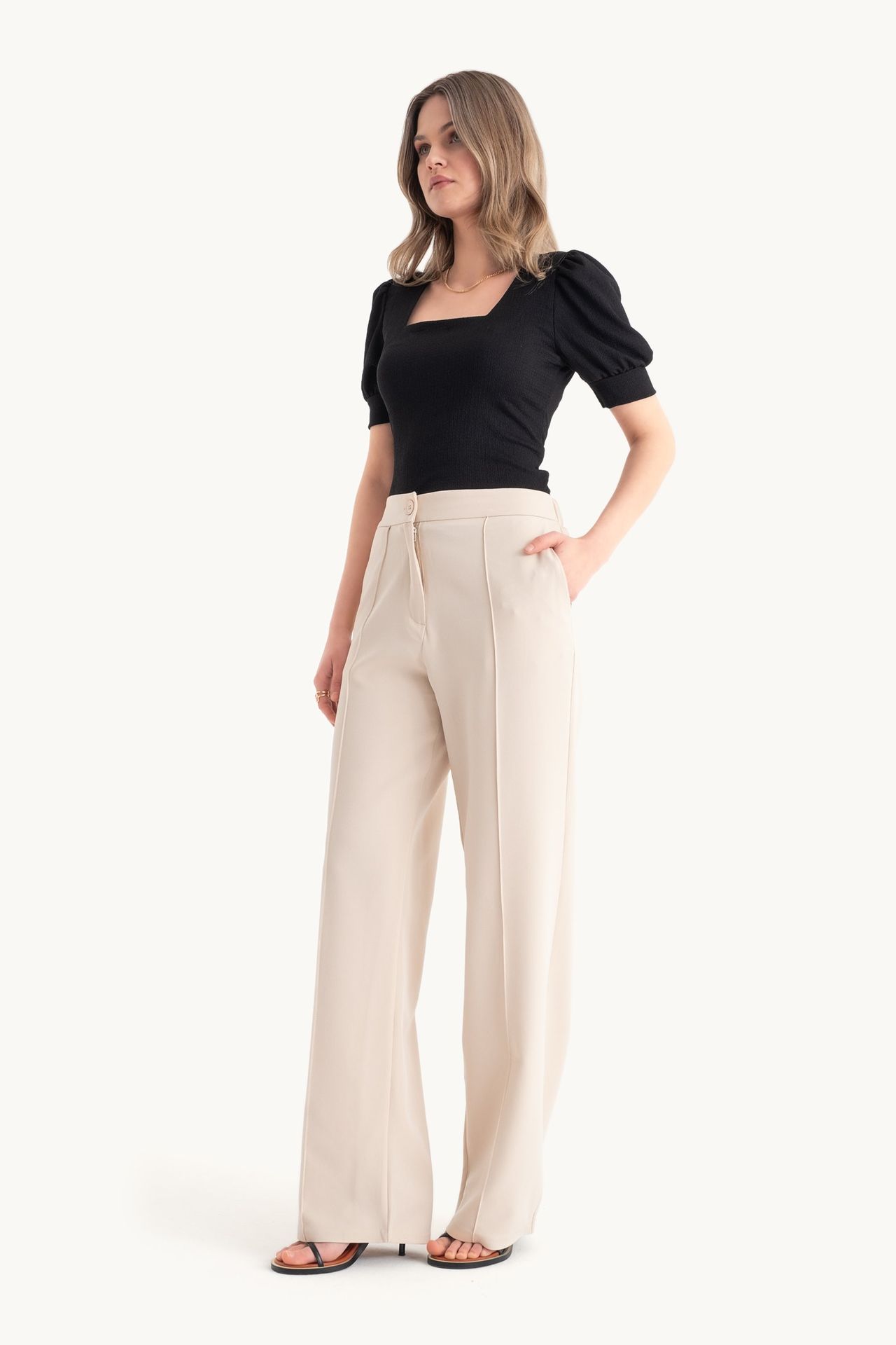 High Waist Wide Leg Trousers