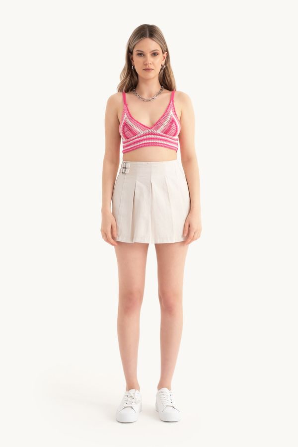 High Waist Double Belt Mini Skort 4