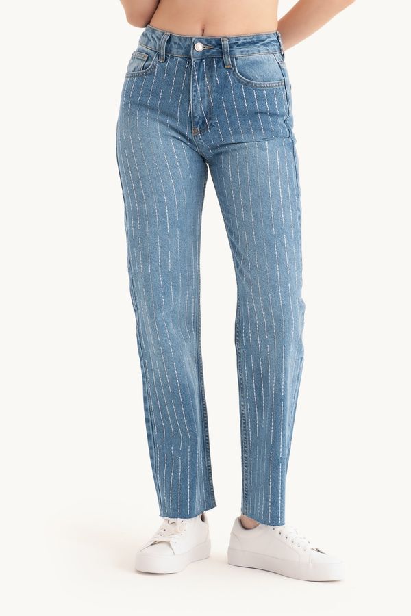 Striped Mid Rise Regular Fit Jeans 1