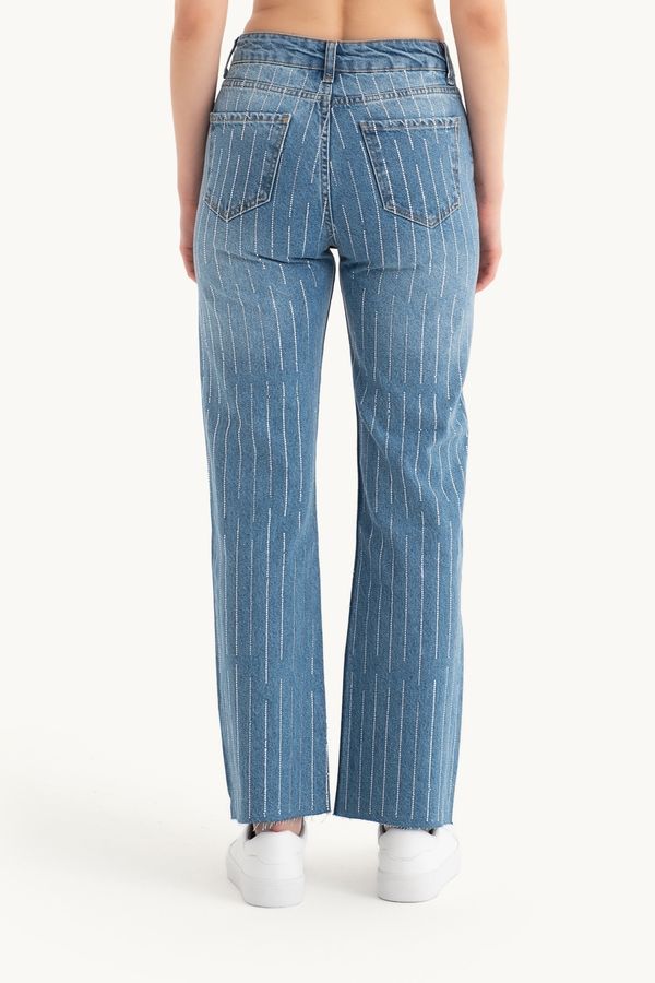 Striped Mid Rise Regular Fit Jeans 2