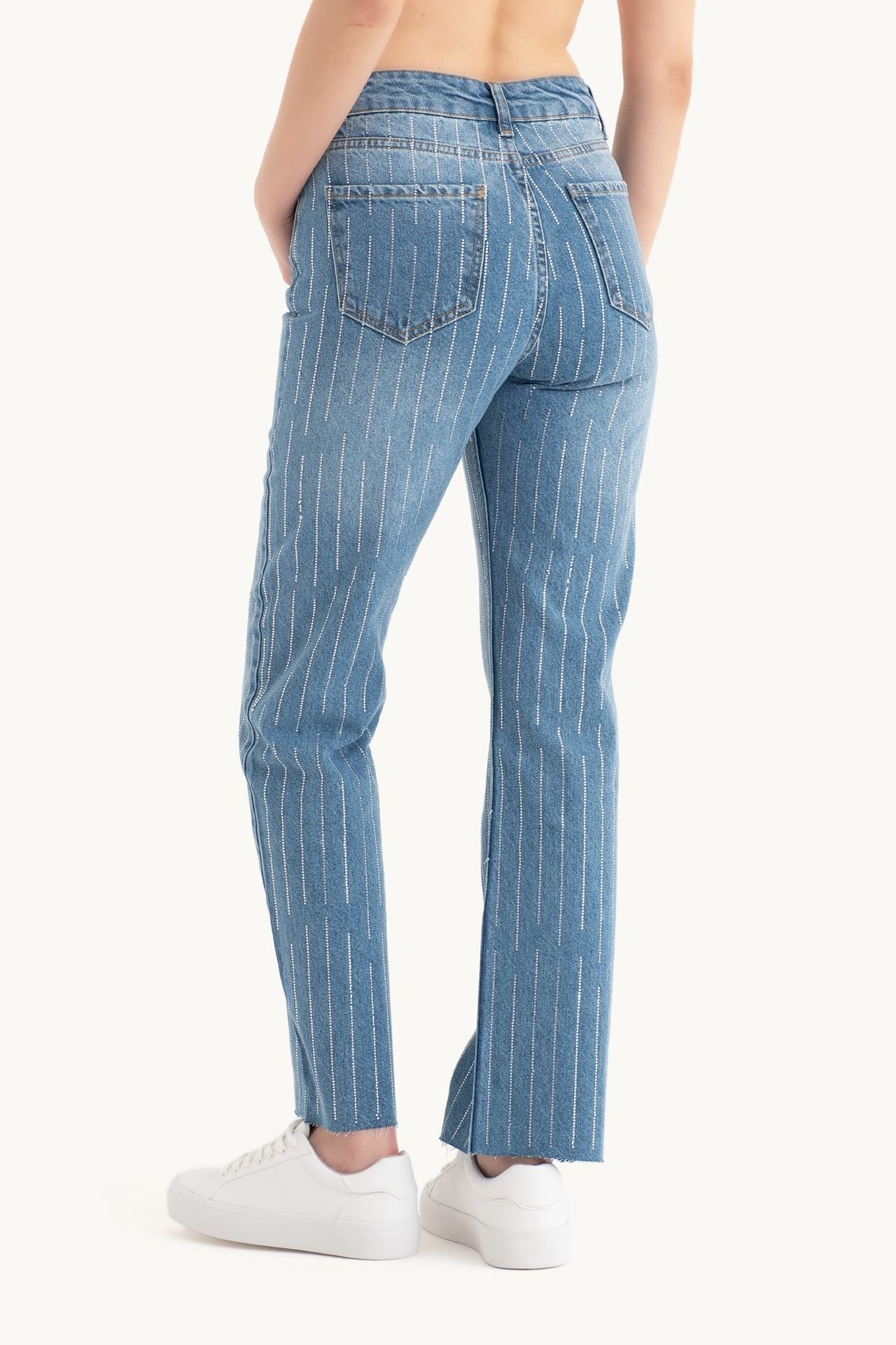 Striped Mid Rise Regular Fit Jeans