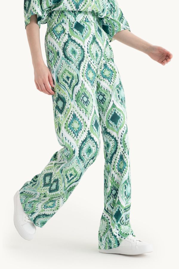 Saten Geometrik Yüksek Bel Boho Pantolon 3