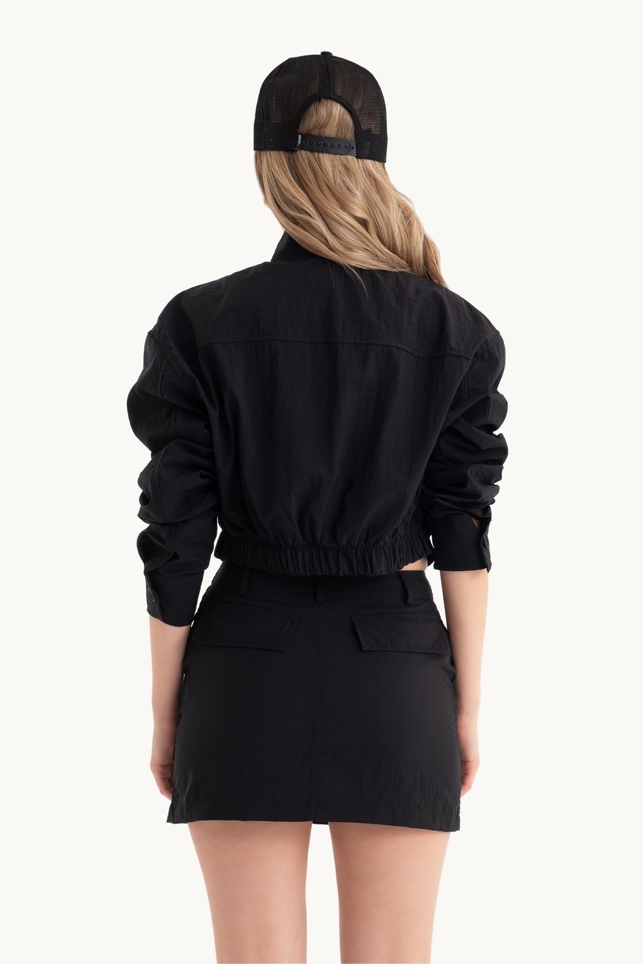 High Waist Parachute Mini Skirt with a Pocket detail