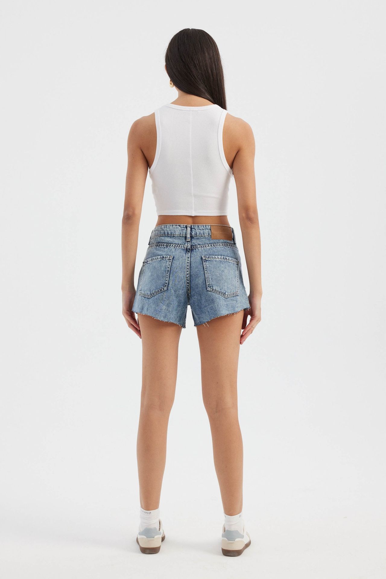 Denim High Waist Ripped Shorts