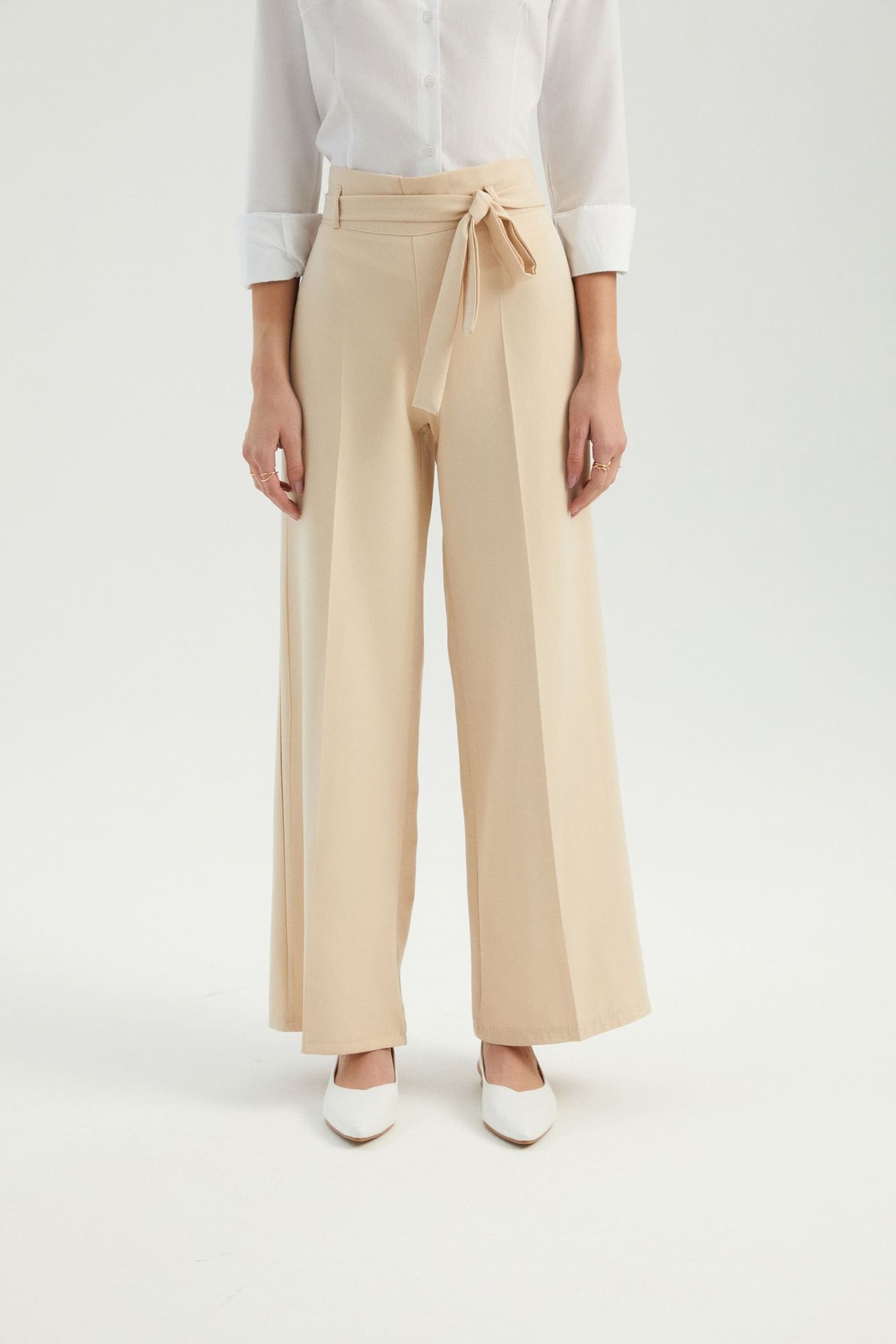 High Waist Wide Leg Trousers with a Belt
