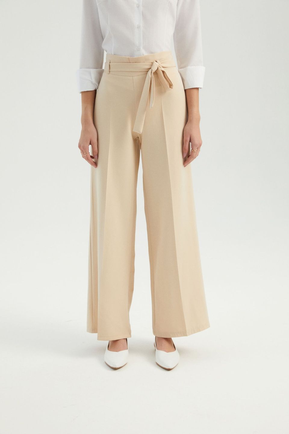 High Waist Wide Leg Trousers with a Belt