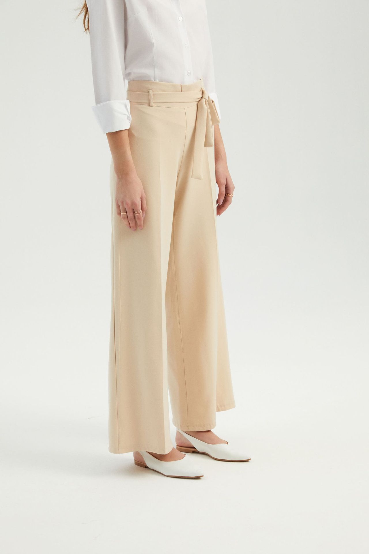 High Waist Wide Leg Trousers with a Belt