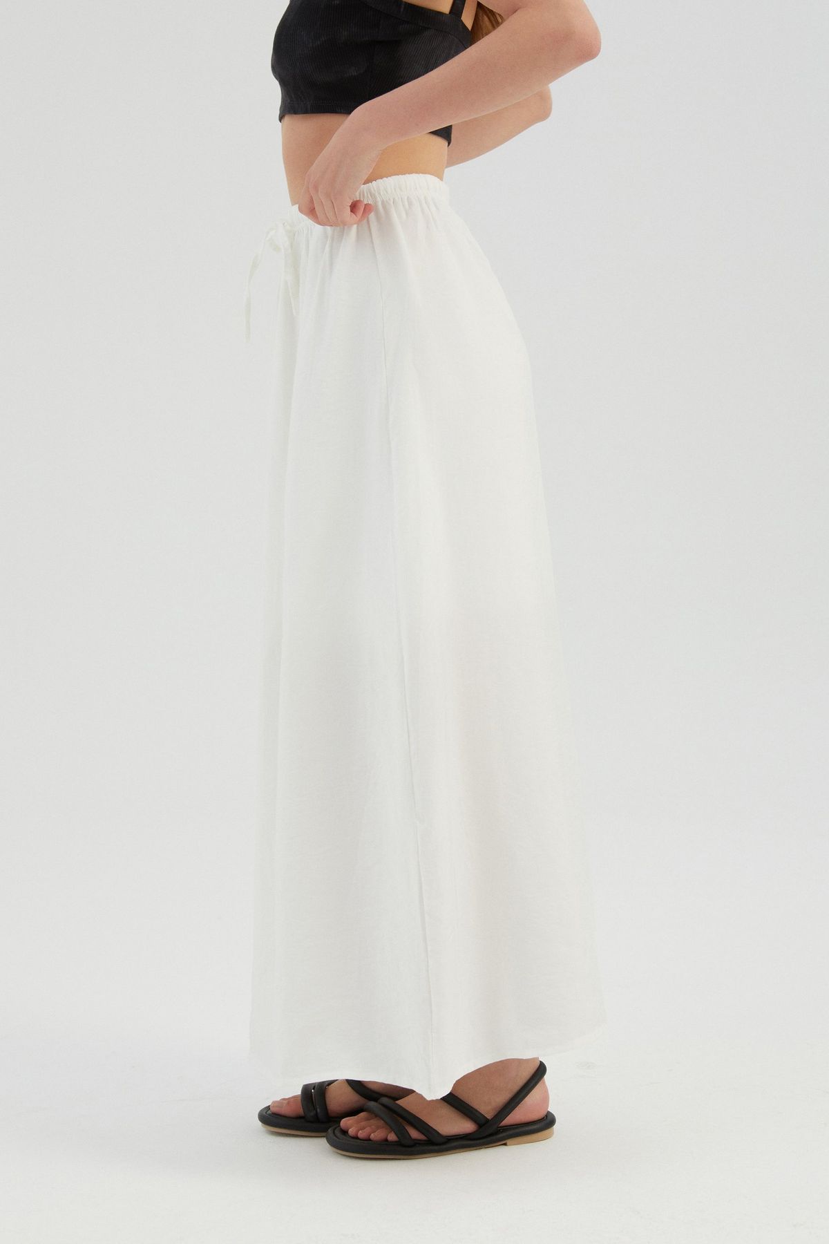 High Waist Drawstring Maxi Skirt