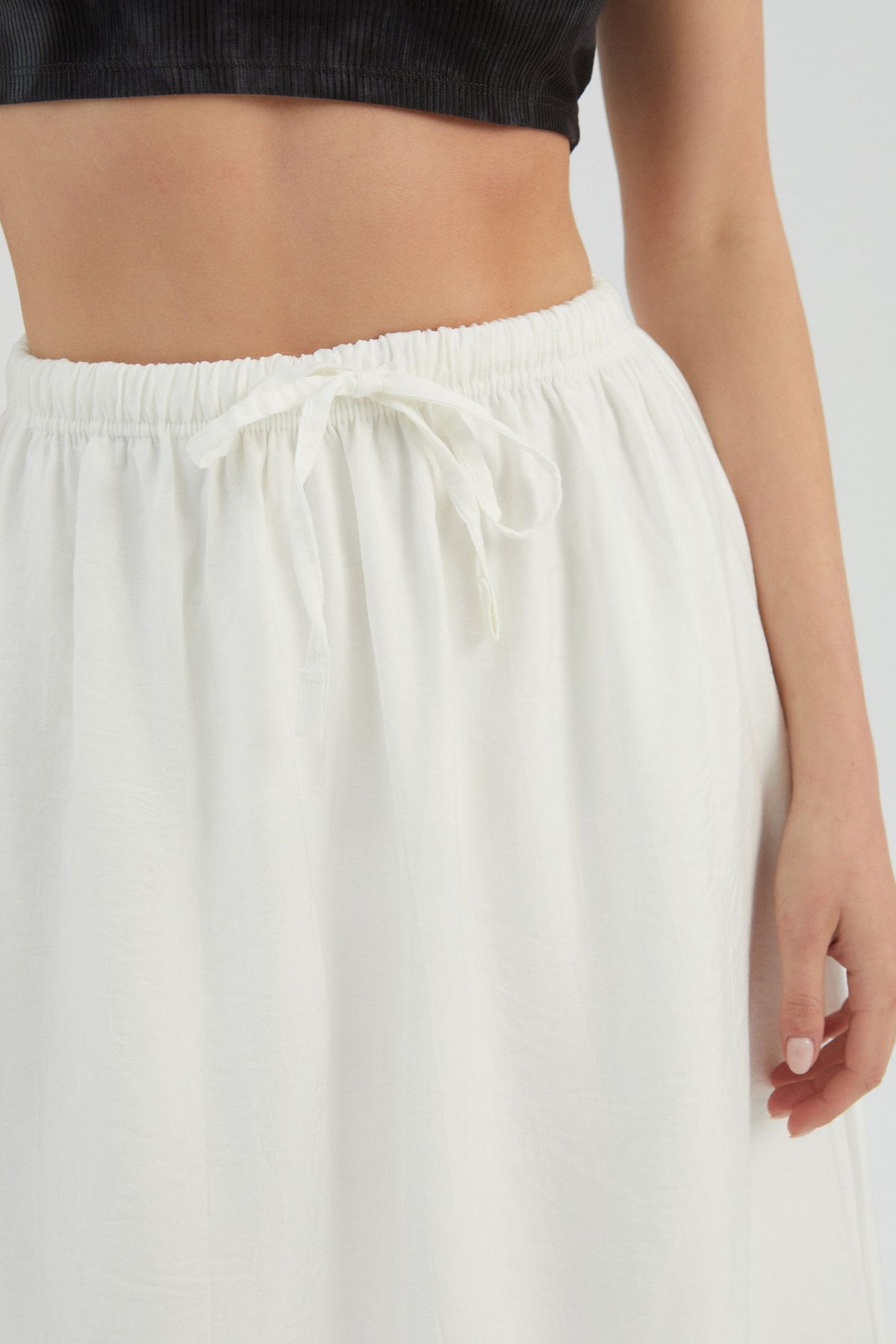 High Waist Drawstring Maxi Skirt