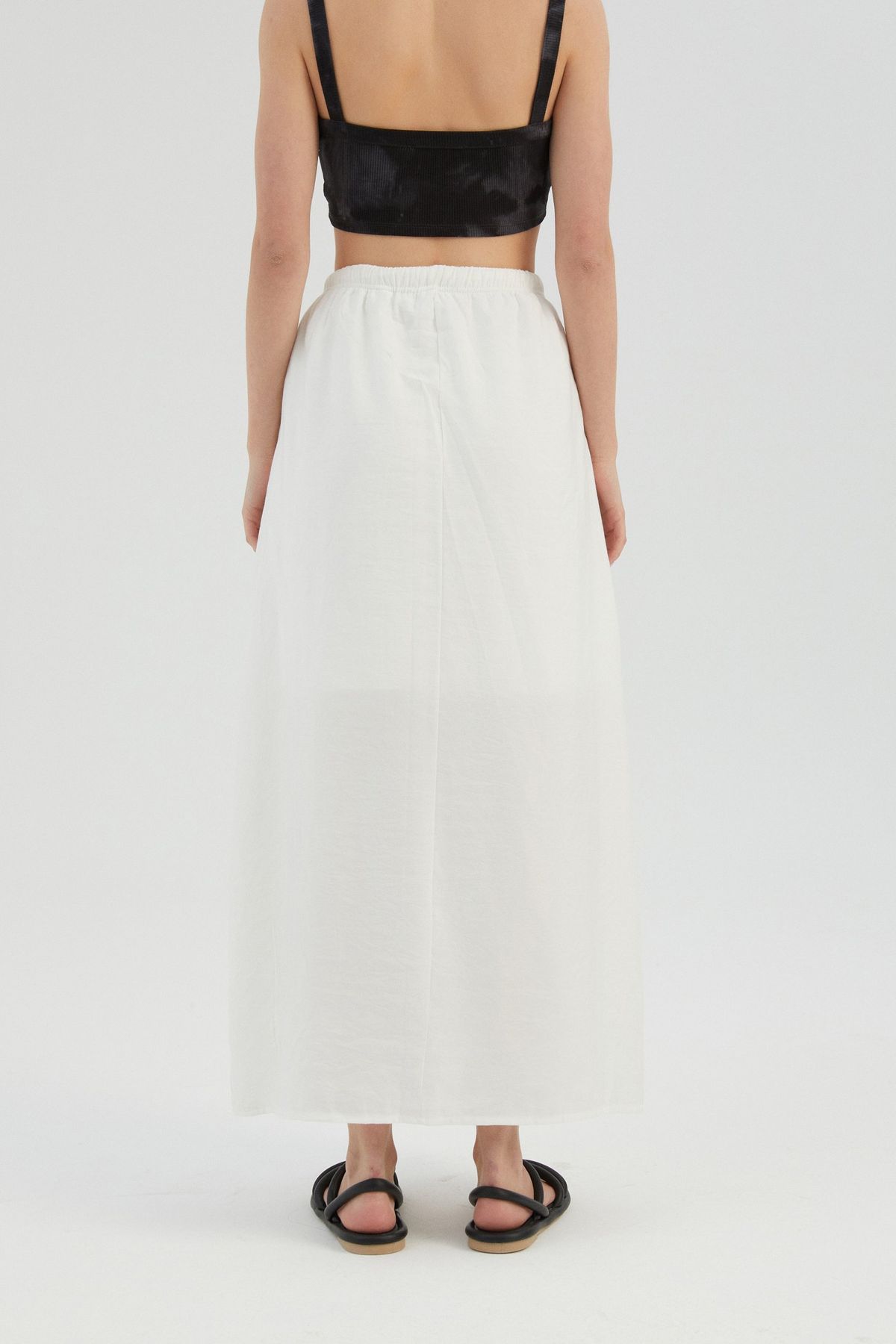 High Waist Drawstring Maxi Skirt