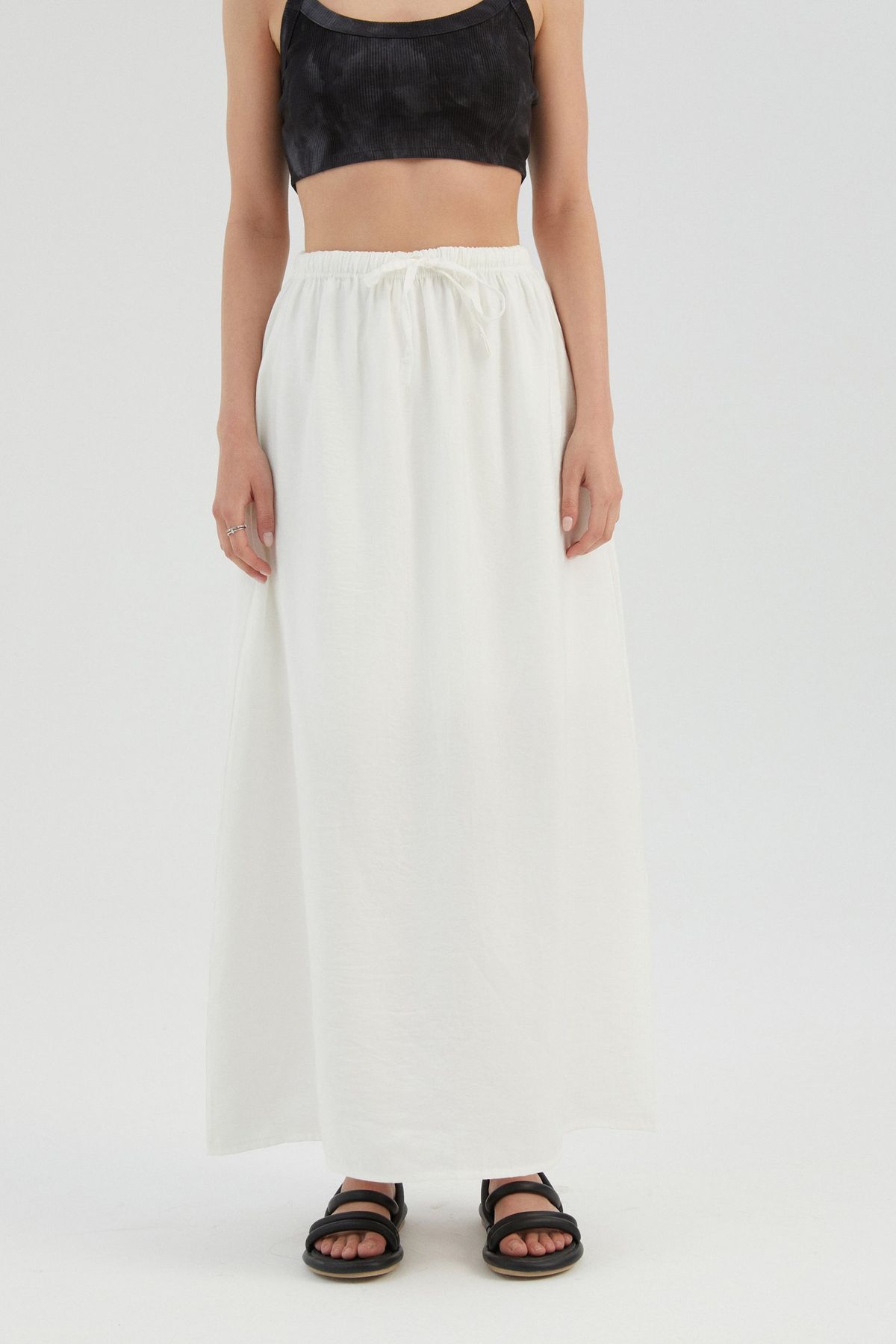 High Waist Drawstring Maxi Skirt