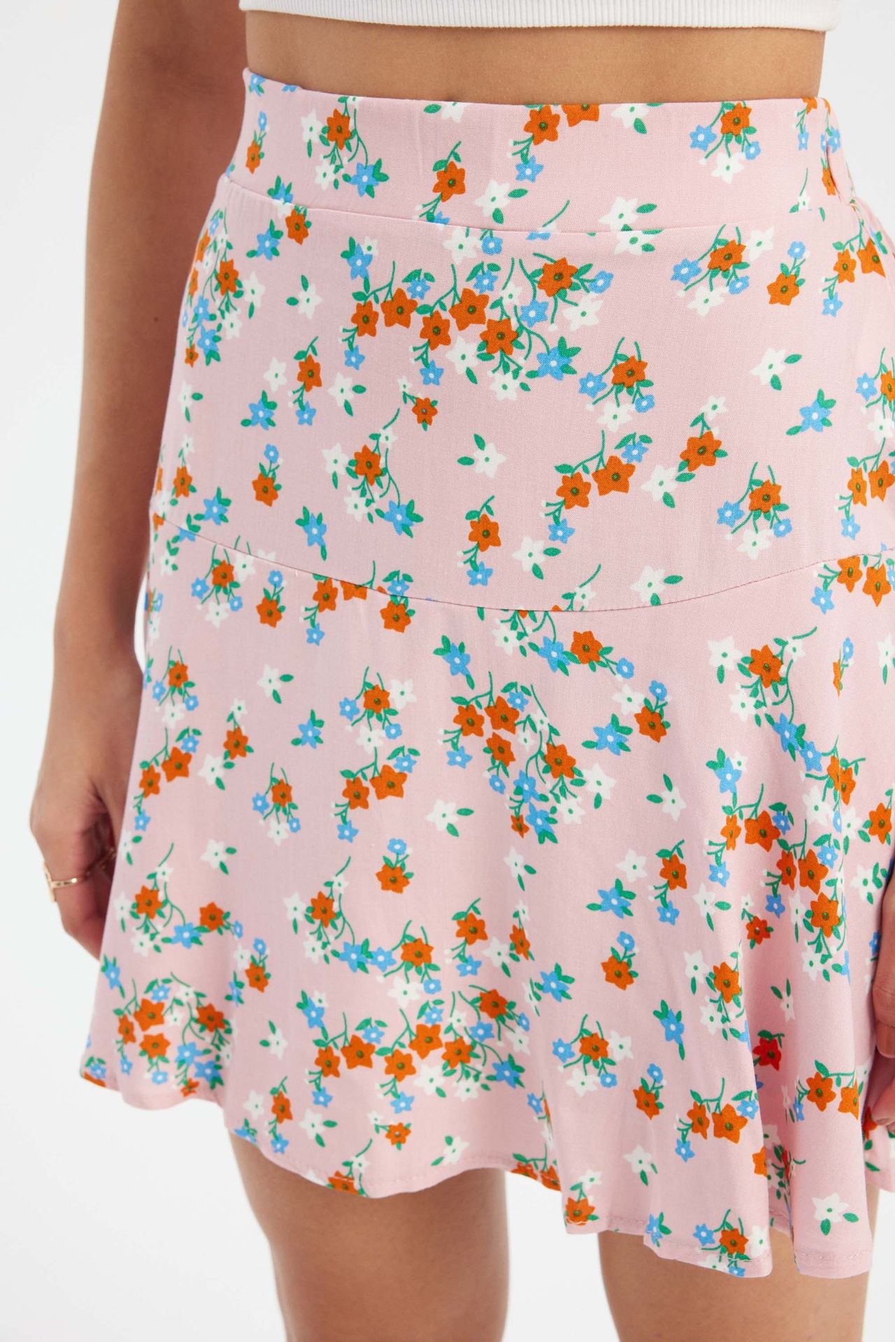 Floral High Waist Ruffled Mini Skirt