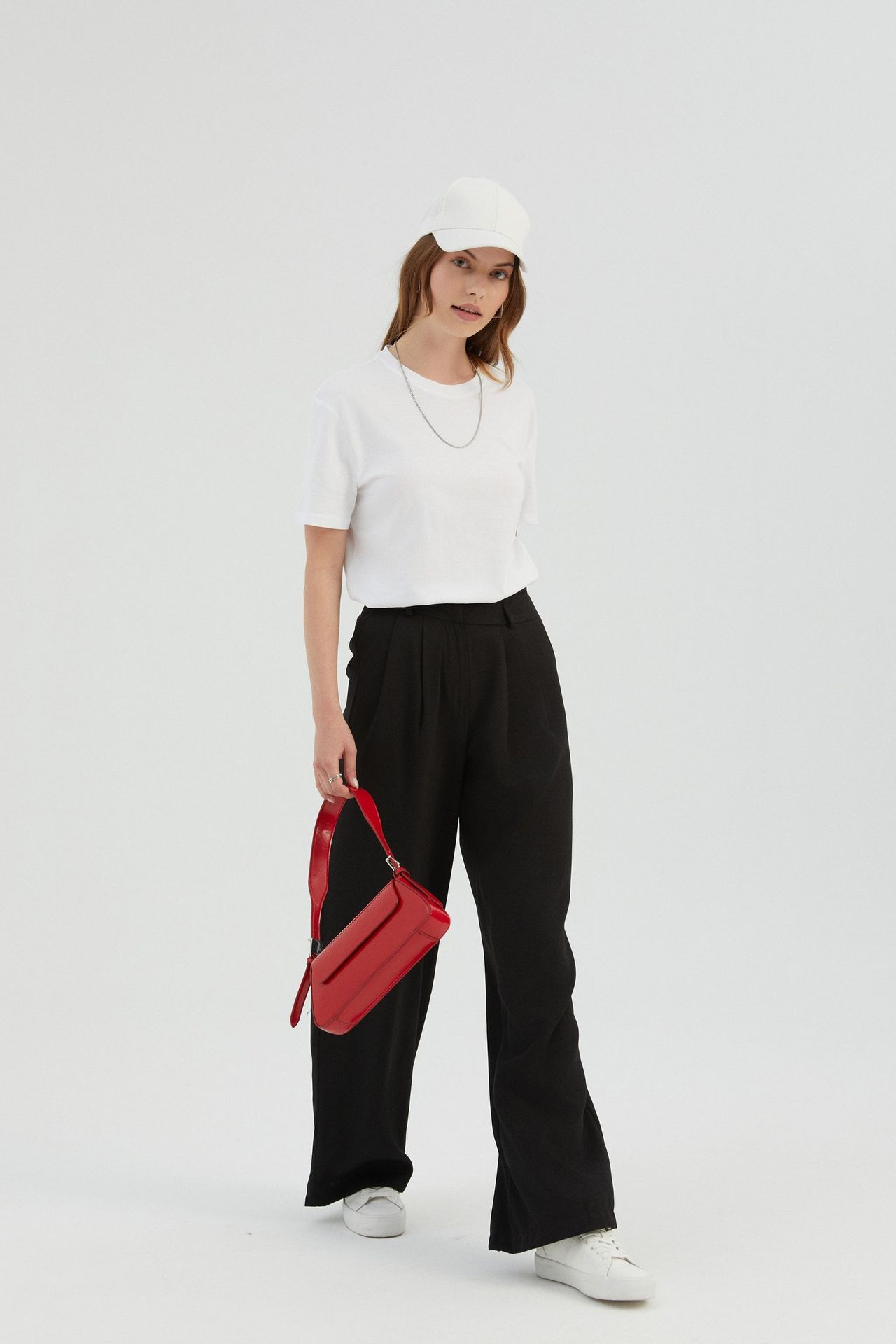 High Waist Pleated Wide Leg Trousers