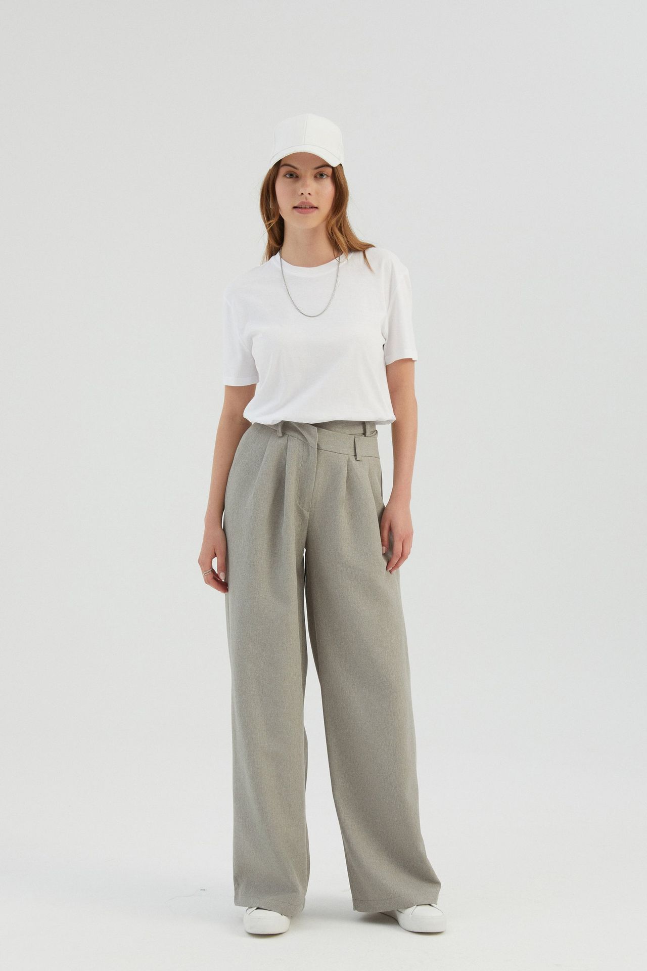 High Waist Pleated Wide Leg Trousers