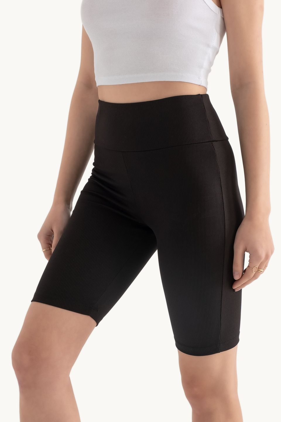 High Waist Ribbed Bike Shorts