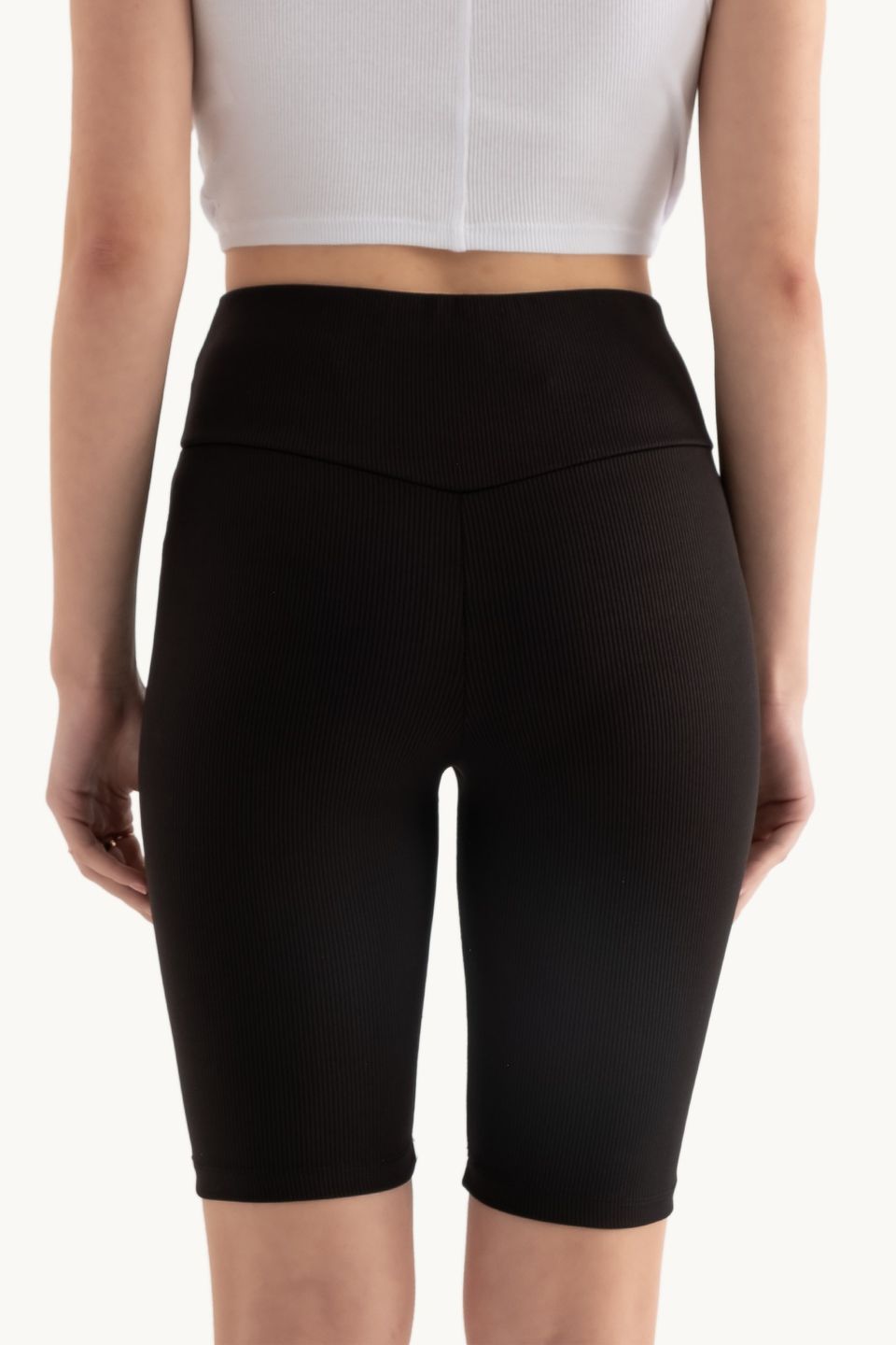 High Waist Ribbed Bike Shorts