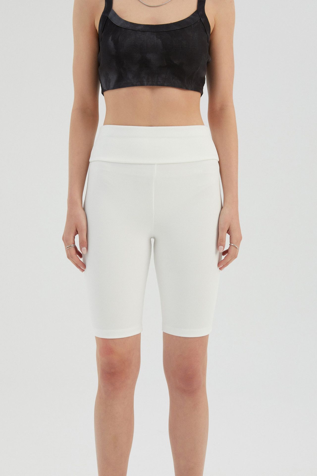 High Waist Ribbed Bike Shorts