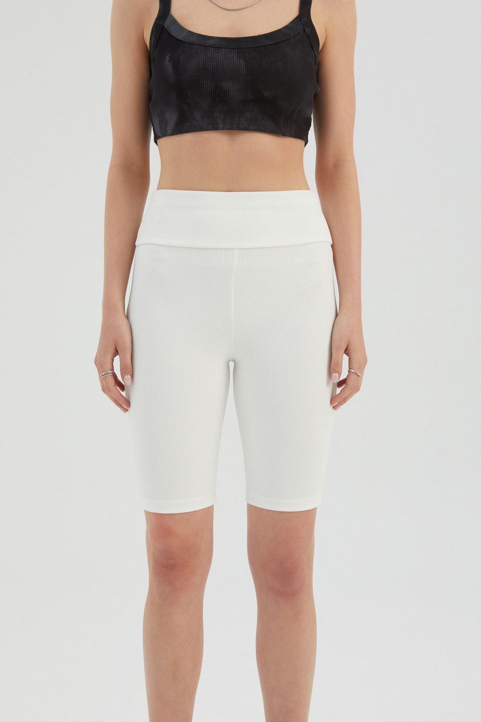 High Waist Ribbed Bike Shorts